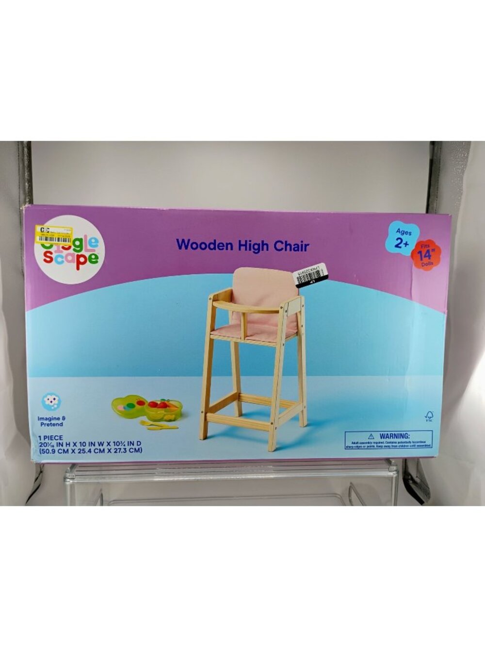 Gigglescape Wooden High Chair Fits 14" Dolls Ages 2+